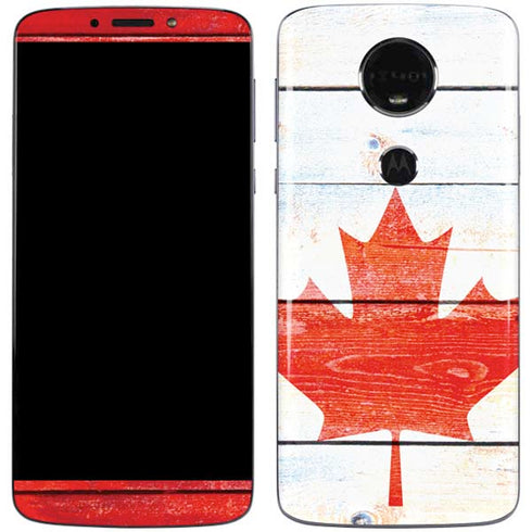Canada Flag Light Wood Moto E5 Plus Skin